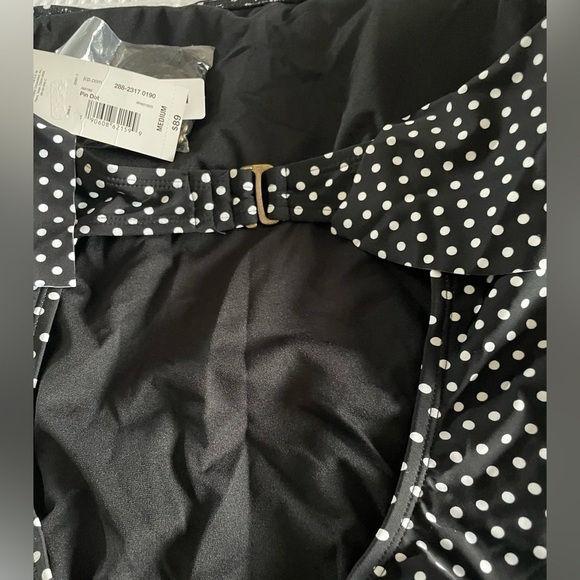 A.N.A. One piece Swimsuit Polka Dot Black & White M Off Shoulder or Halter NWT - Picture 7 of 12